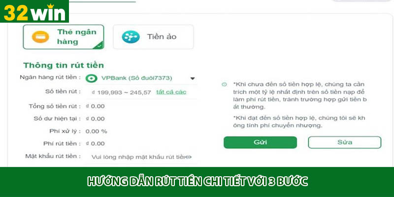 Hướng dẫn rút tiền chi tiết với 3 bước