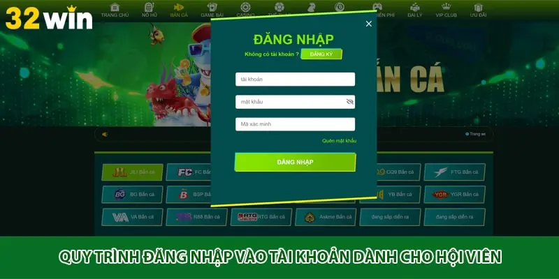 Quy trình đăng nhập vào tài khoản dành cho hội viên